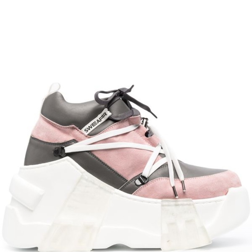 SWEAR- Pink and Gray Platform Sneakers - NEW IN BOX